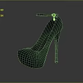 Dark Blue High Heel Shoes With Ankle Strap And Pearl Decoration