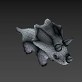 Cute White Purple Triceratops 3D Model Game Animated Character Design