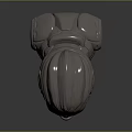 Metallic Head Sculpture Featuring Futuristic Mask Design Detailed Texture and Reflective Surface