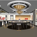 Luxury Jewelry Store Interior Design With Circular Chandelier Glass Display Cases And Marble Floors