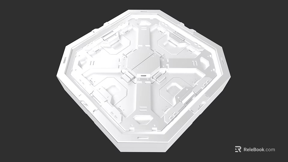 Modern Octagonal White Ceiling Design With Geometric Patterns And Structural Details 3d model 
