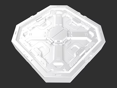 Modern Octagonal White Ceiling Design With Geometric Patterns And Structural Details 3d model