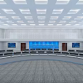 Modern Monitoring Room With Multiple Computer Monitors Control Consoles And Ergonomic Office Chairs