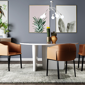 Modern Dining Table and Chair Combination 3d model