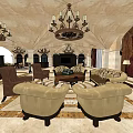 Hotel Lobby Interior Design With Luxury Chandeliers Sofas And Marble Patterned Floor