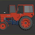 Red Tractor 3D Model With Cab Large Wheels And Dark Reflective Surface 3d model