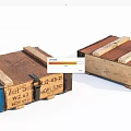 Rustic Vintage Wooden Crates With Metal Straps And Labeled Details