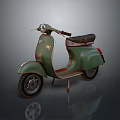 Vintage Green Scooter with Retro Design Black Seat Headlight and Metal Body