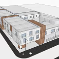 Modern Multi Storey Residential Building With White Exterior Wooden Elements And Street Lamps