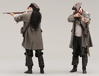 Pirate Captain Shooting cosplay 3d model