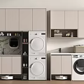 Modern Laundry Room With Washer Dryer Cabinets And Storage Space 3d model