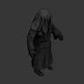 Mysterious Hooded Robed Figure 3D Model With Dark Cloak and Outstretched Hands
