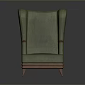 Green Upholstered Armchair With Classic Design Comfortable Seat And Wooden Legs