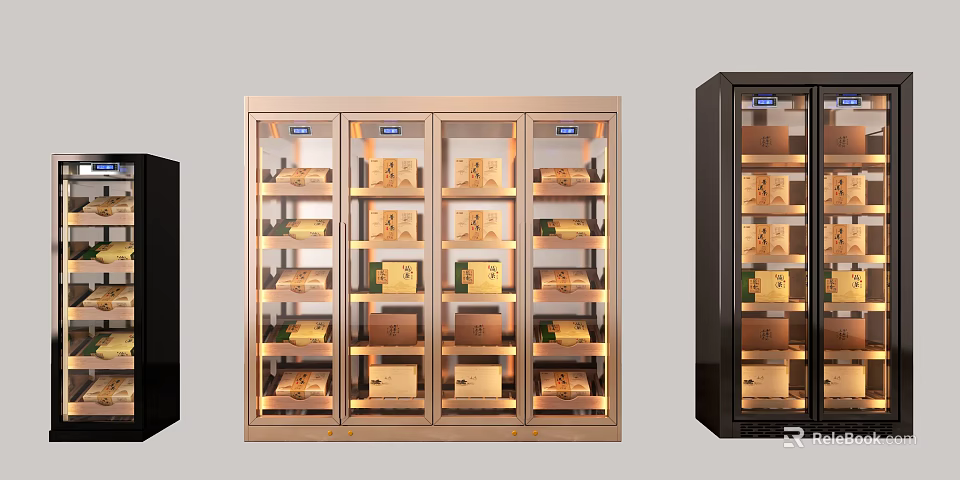 Modern Glass Door Refrigerator Freezer With Interior Storage Shelves And Compartments For Kitchen 3d model 