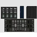 Modern Data Center Server Racks With Multiple Computer Servers And Storage Units