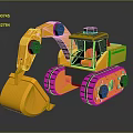 Yellow Plastic Toy Excavator With Tracks Shovel Cab For Kids Play