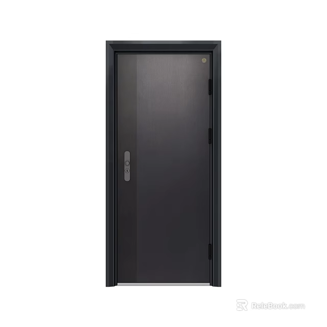 Modern Black Hinged Door Interior Design With Sleek Handle And Frame 3d model