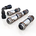 Industrial Metal Pipe Fittings With Silver Black Components And Threaded Connections