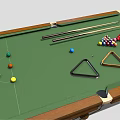 Billiard Table Sports Equipment With Green Cloth Balls Cues And Triangle Rack
