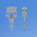 Intricate Silver Carving Decorative Pieces With Traditional Patterns On Blue Background 3d model