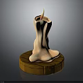 Burning Candle With Melting Wax On Wooden Base And Smooth Surface