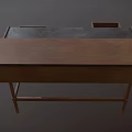 Classic Wooden Writing Desk with Spacious Desktop Multiple Drawers and Compartments 3d model