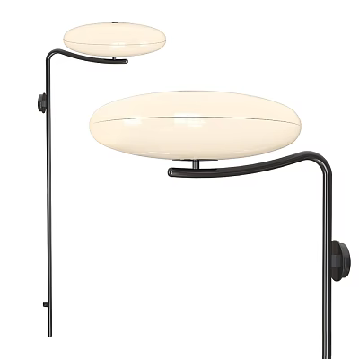Modern Black Metal Wall Lamp With White Circular Shade For Home Decor 3d model