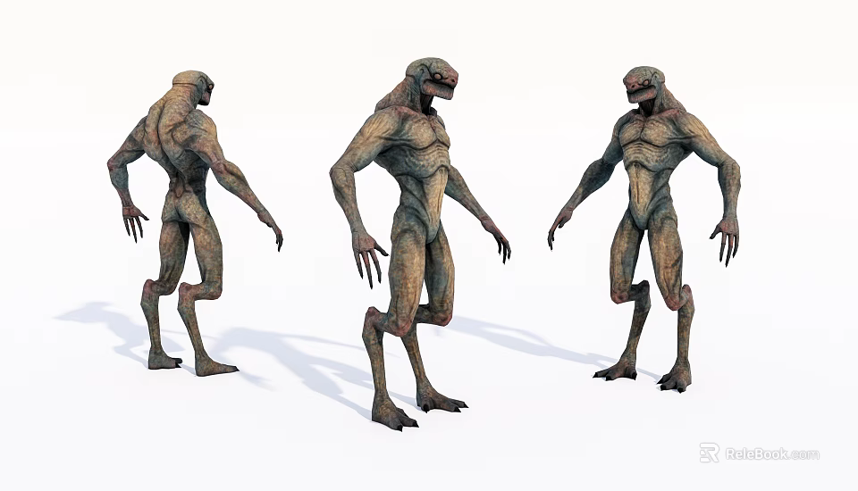 Game Movie Character Alien Monster With Three Different Angles And Grotesque Body Structure 3d model 