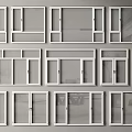 White Window Frames in Various Styles and Sizes for Home Interior 3d model