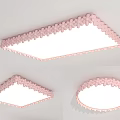 Pink Braided Pattern Ceiling Lights with Various Shapes Rectangular Square Round and White Lamp Body 3d model
