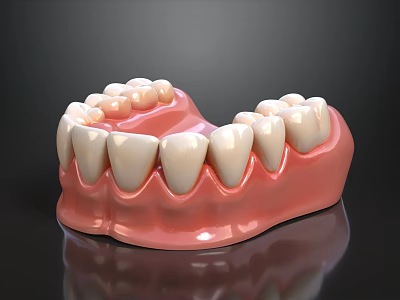 Realistic Dental Model With Pink Gum And White Teeth Structure 3d model