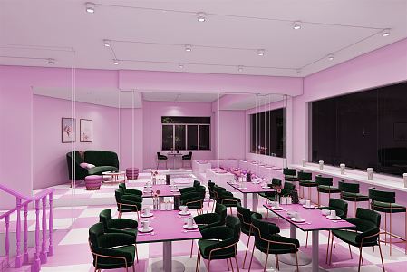 Modern Milk Tea Shop Pink Milk Tea Shop Bobo Pool 3d model