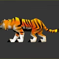 Colorful 3D Tiger Model Featuring Orange Black Stripes And White Paws Detailed Design