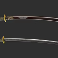 Traditional Japanese Samurai Swords With Curved Blades And Decorative Handles 3d model