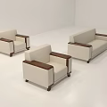 Modern Sofa Set Featuring Two Seater Sofa Single Armchairs Light Upholstery Wooden Frames 3d model