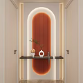 Cream Simple Style Arc Light Strip Grille Corridor End View Entrance 3d model