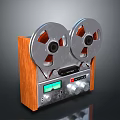 Vintage Electronic Reel to Reel Tape Recorder with Wooden Base Metal Reels and Control Panel