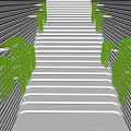 White Modern Stairs With Green Plant Covered Side Walls And Blue Sky Background