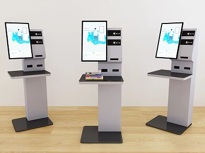 Commercial Self Service Kiosks with Interactive Display Screens Storage Drawers and Platforms 3d model