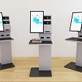Commercial Self Service Kiosks with Interactive Display Screens Storage Drawers and Platforms