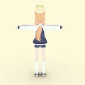 Anime Girl With Orange Hair Crown Blue And White Tracksuit Shorts White Socks Sneakers