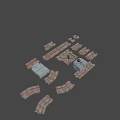 Ancient Ruin Architectural Components 3D Model Featuring Stone Structures Square Platforms Long Walls Arch Shapes 3d model