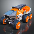 Orange And Gray Mars Rover With Large Wheels And MARS Logo For Space Exploration Mission