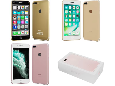 Apple iPhone Smartphones In Different Colors With Box Package 3d model