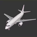 Detailed White Commercial Airplane Model With Engines Wings And Tail On Gray Background