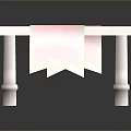 Wooden Table With Red Ribbon And Yellow Border On Top And Black Straps On Legs