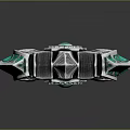 Fantasy Warhammer Weapon With Green Gemstones Silver Decorations And Twisted Handle