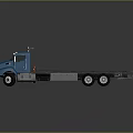 Modern Blue Flatbed Truck With Extended Flat Platform And Multiple Wheels 3d model