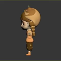 3D Cartoon Style Little Girl Character With Tiger Ears And Orange Striped Outfit