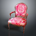 Elegant Accent Chair With Pink And White Floral Pattern Carved Arms And Velvet Upholstery